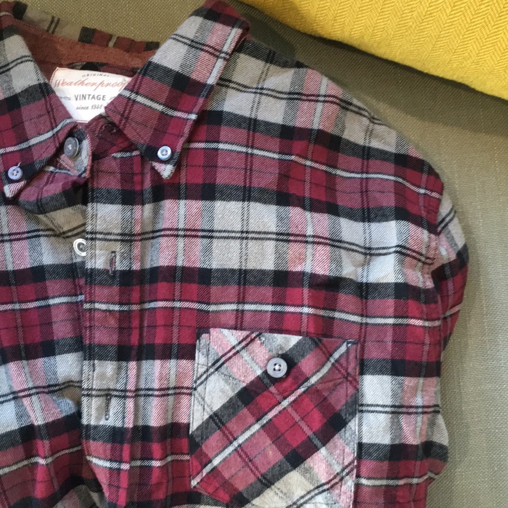 Red/Grey Plaid Flannel Shirt *weatherproof* Grunge, Skater, Burnout